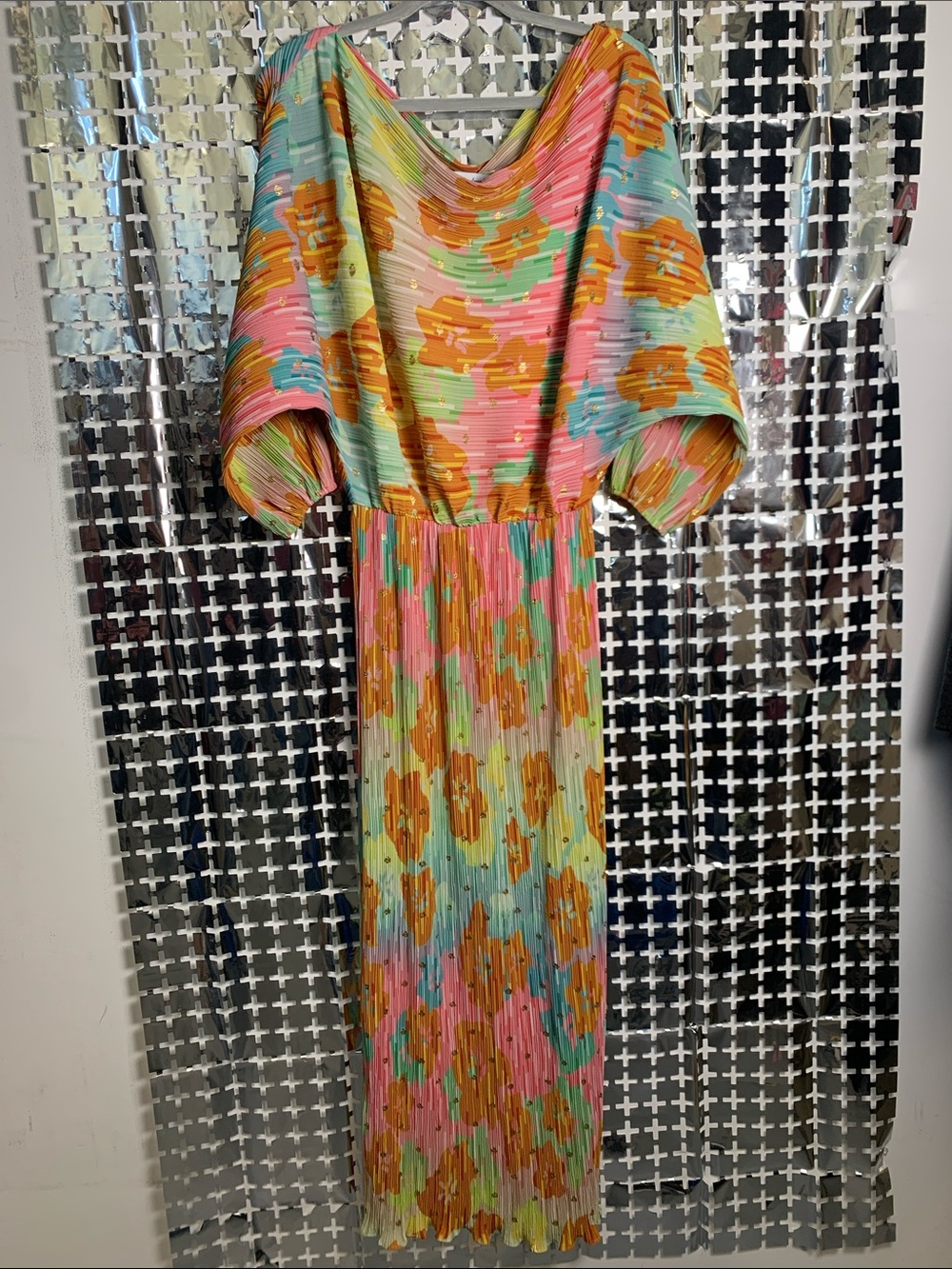 Never Fully Dressed Multicolor Floral Pleated Maxi Dress - Pink, Mint, Mustard
